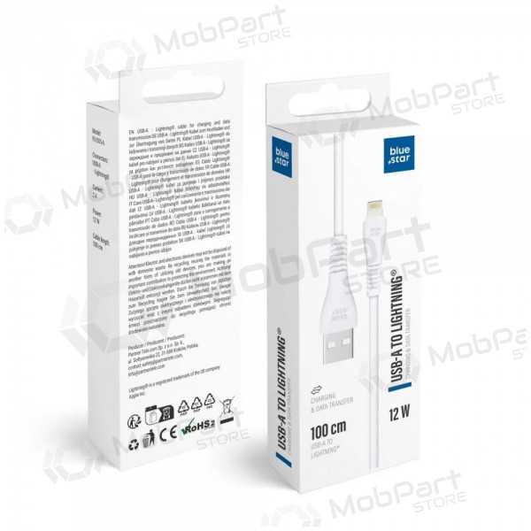 Lightning kabel Blue Star PJ-DG5-A USB-A naar Lightning 1 m wit