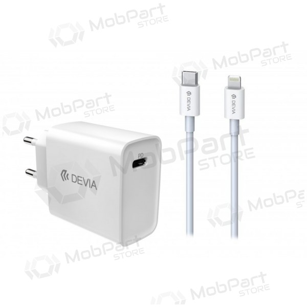 Lader Devia Smart PD Quick Charge + MFI Type-C-Lightning (wit)