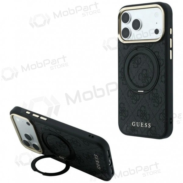 Apple iPhone 18 Pro hoesje - Guess PU 4G Ring Stand MagSafe (zwart)