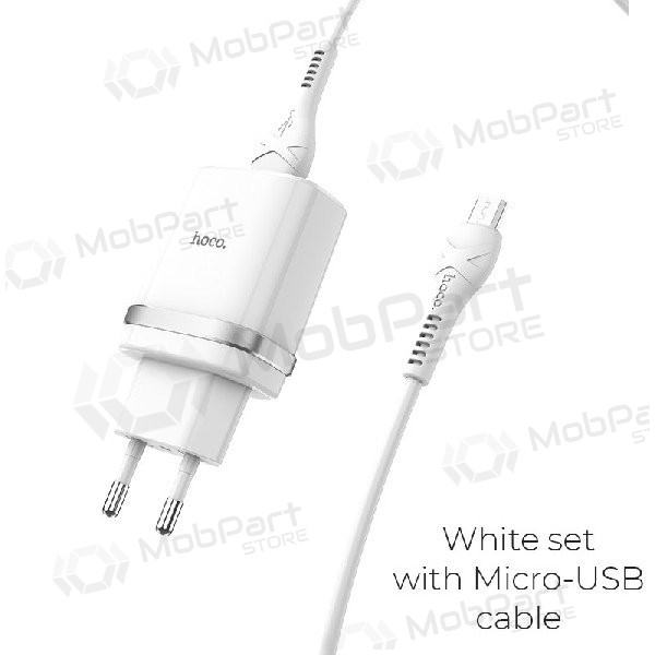 Lader HOCO C12Q Smart USB + microUSB kabel (QC3.0) (wit)