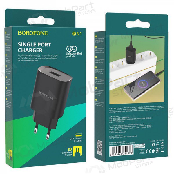 Lader Borofone BN1 2.1A (zwart)