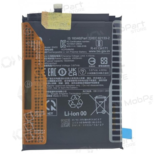Xiaomi Redmi Note 9 Pro Max, Redmi Note 10 Pro batterij, accu (BN53) (origineel)