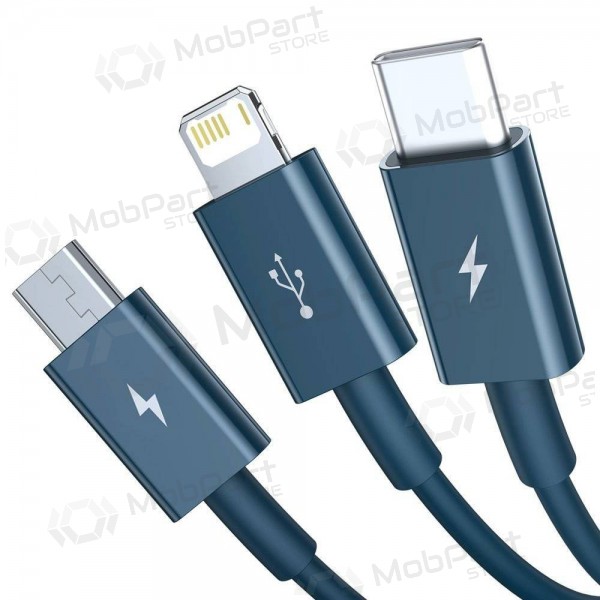 USB-kabel Baseus Superior USB - microUSB+Lightning+Type-C 100W 1.5m (blauw) CAMLTYS-03