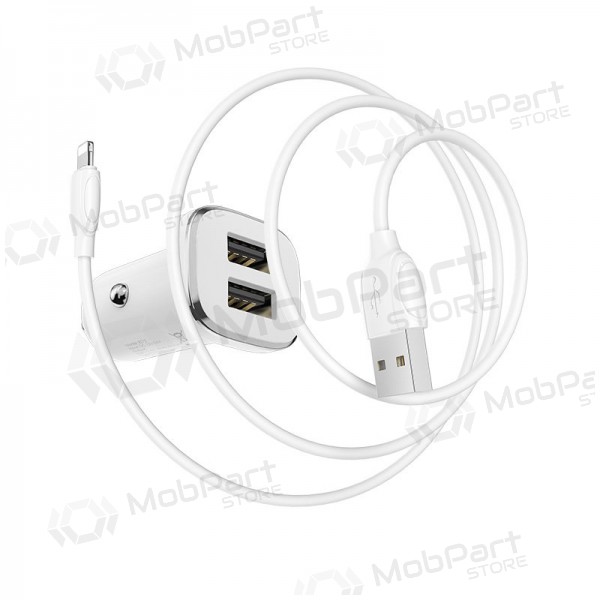 Lader automobilinis Borofone BZ12 USB + Lightning (2.4A) (wit)