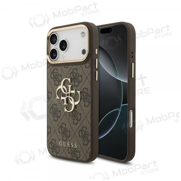 Apple iPhone 18 Pro Max hoesje - Guess PU Leather 4G Metal Logo Gold Frame (bruin)