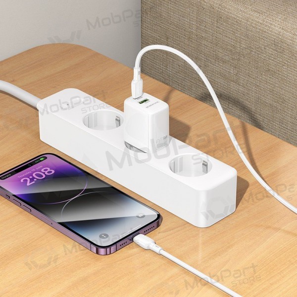 Telefoonoplader Borofone BN27 20 W USB-C + USB-A met Lightning-kabel 1 m wit
