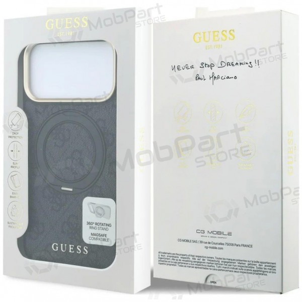 Apple iPhone 18 Pro Max hoesje - Guess PU 4G Ring Stand MagSafe (zwart)