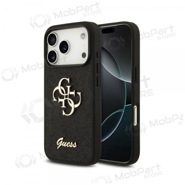 Apple iPhone 18 Pro Max hoesje - Guess PU Fixed Glitter 4G Metal Logo (zwart)