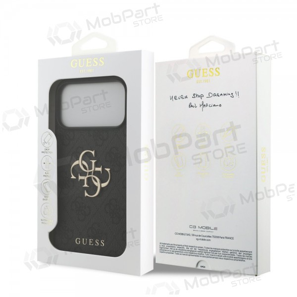 Apple iPhone 17 Pro Max hoesje - Guess PU 4G Metal Logo (grijs)