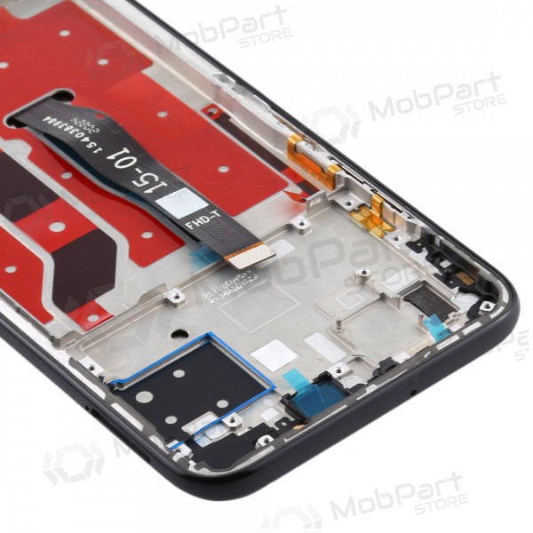 Huawei P40 Lite scherm - juodas - su rėmeliu - naudotas grade A, originalus