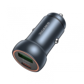 Autolader Borofone BZ32A 30 W USB-C + USB-A grijs