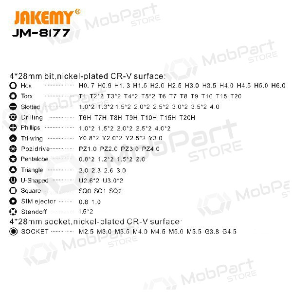 Schroevendraaier (106 antgaliai) Jakemy JM-8177