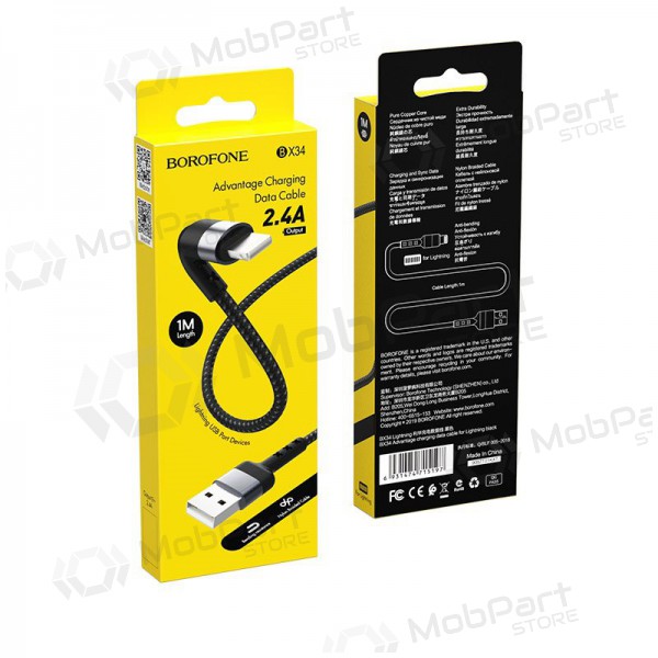 USB kabel Borofone BX34 Lightning 1.0m (zwart)