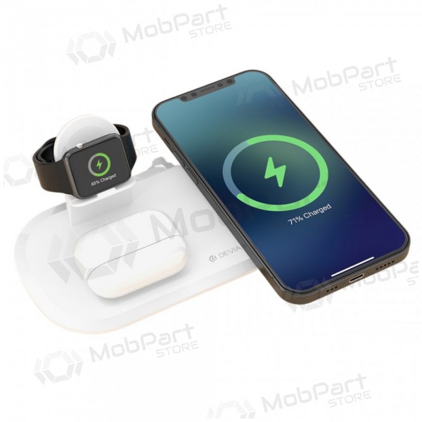 Lader draadloze Devia 3in1 Smart Phone, Apple Watch, Airpods (wit)