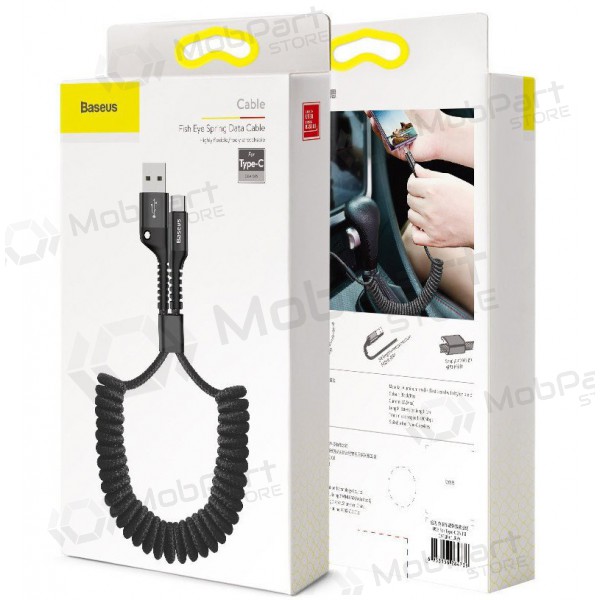 USB-kabel Fish Eye Spring Type-C 2.0A 1m (zwart) CATSR-01