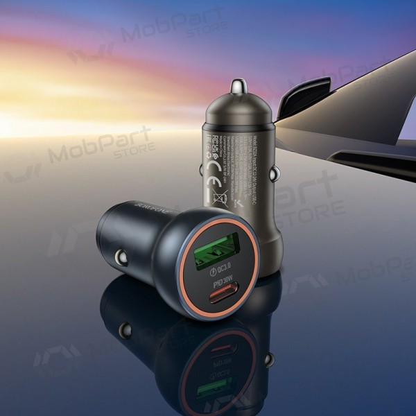Autolader Borofone BZ32A 30 W USB-C + USB-A grijs