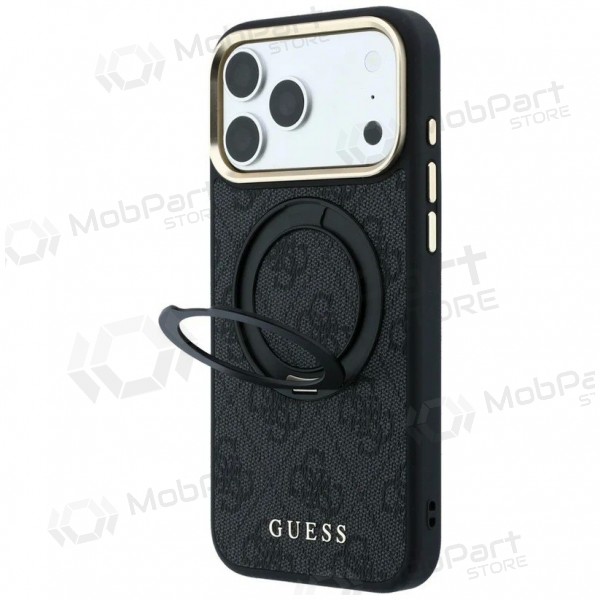 Apple iPhone 18 Pro hoesje - Guess PU 4G Ring Stand MagSafe (zwart)