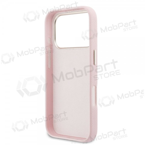 Apple iPhone 17 Pro Max hoesje - Guess PU Grained 4G Resin Metal Logo (roze)