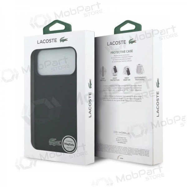 Apple iPhone 18 Pro Max hoesje - Lacoste PVC Petit Pique Semi Wrap Embossed MagSafe (zwart)