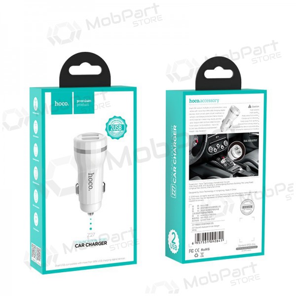 Lader automobilinis Hoco Z27 (2.4A) (wit)