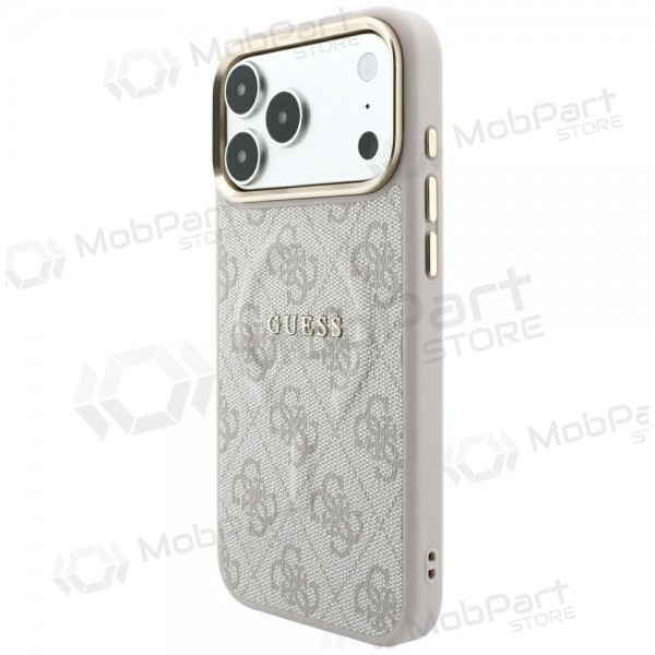 Apple iPhone 18 Pro Max hoesje - Guess PU Leather 4G Gold Frame Embossed MagSafe (roze)