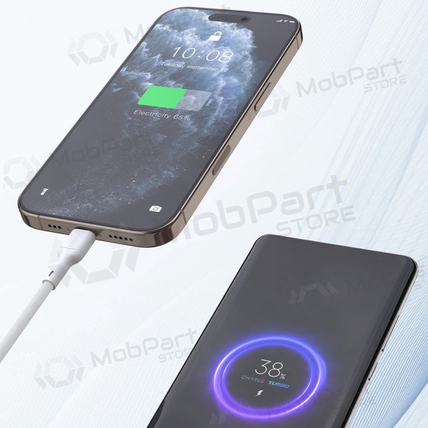 USB-C kabel Dudao L9C USB-C naar USB-C 1 m 65 W wit