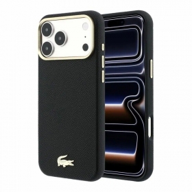 Apple iPhone 18 Pro Max hoesje - Lacoste PU Leather Champs Elysees Gold Logo MagSafe