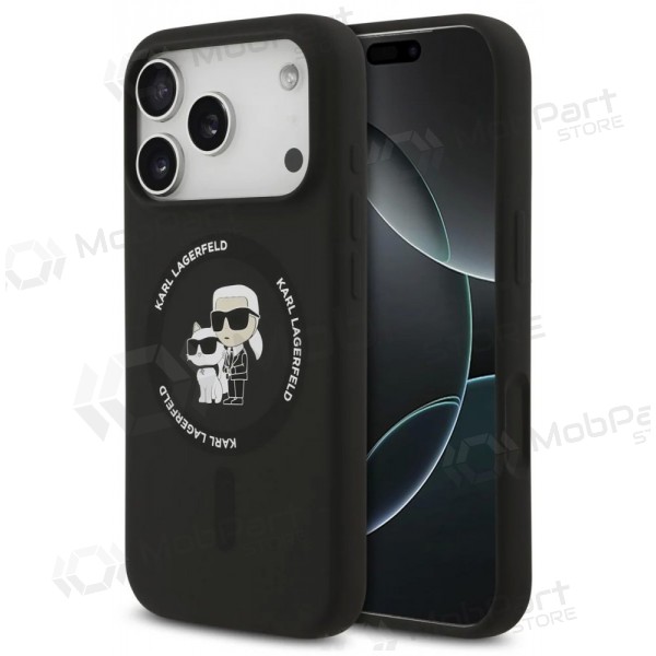 Apple iPhone 17 Pro hoesje - Karl Lagerfeld Liquid Silicone Karl and Choupette MagSafe (zwart)
