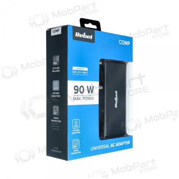 Oplader REBEL voor notebook/laptop 90W/18-20V (zwart)