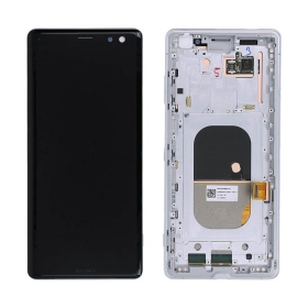 Sony Xperia XZ3 H8416 / H9436 scherm (wit) (met frame) (gebruikt grade B, origineel)