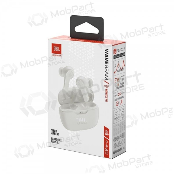 Draadloze oortelefoons JBL Wave Beam TWS Bluetooth 5.2 wit