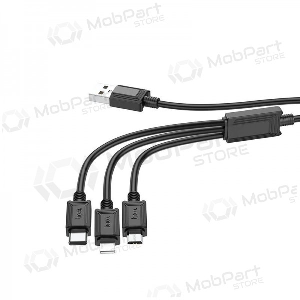 USB kabel Hoco X74 3in1 microUSB-Lightning-Type-C 1.0m (zwart)
