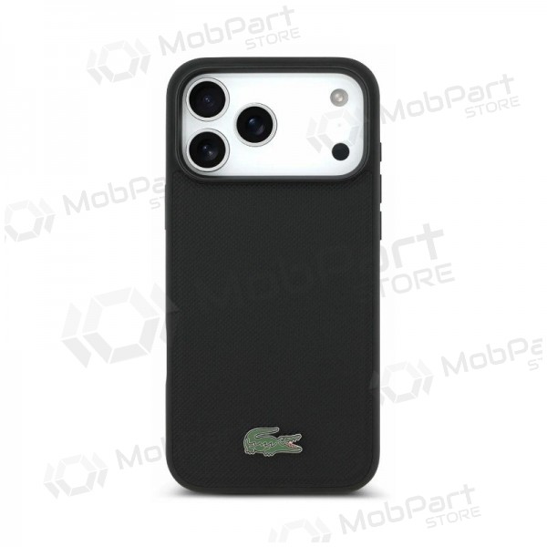 Apple iPhone 18 Pro Max hoesje - Lacoste PVC Petit Pique Semi Wrap Embossed MagSafe (zwart)