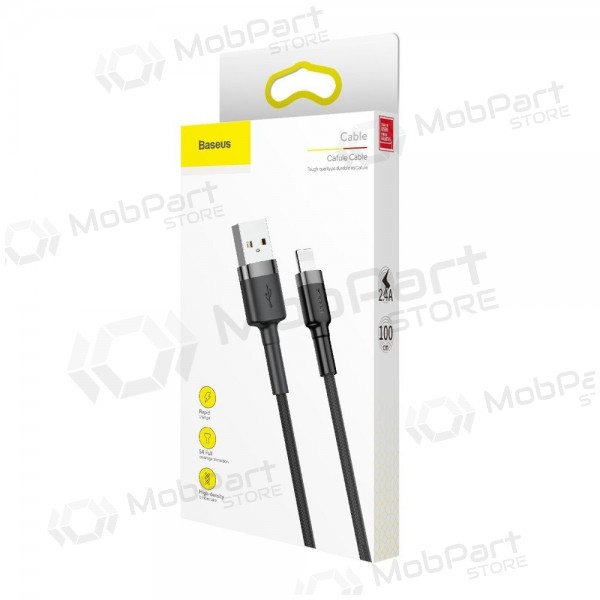 USB kabel Baseus Cafule USB-A to Lightning 2.4A 1.0m grijs-zwart CALKLF-BG1