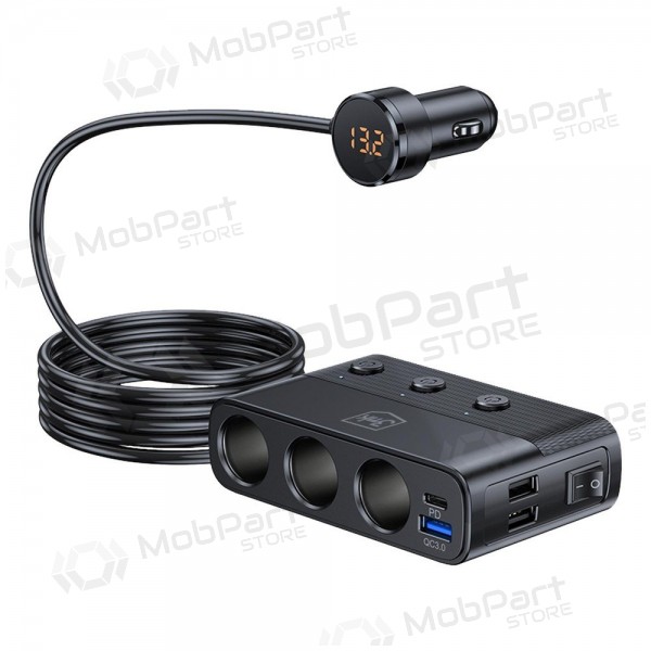 Autolader 3mk Car Power Splitter 120 W 3xUSB-A + USB-C 12V zwart