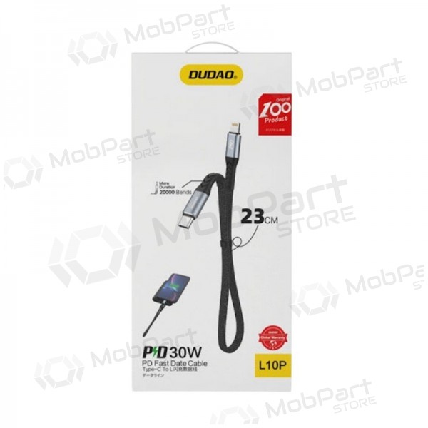 Lightning-kabel Dudao L10P USB-C naar Lightning 0.23 m 20 W zwart