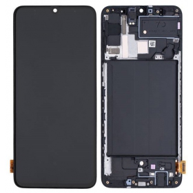 Samsung Galaxy A70 scherm (zwart) (met frame) (OLED)