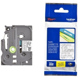 Brother TZE-135 (TZE135) gelamineerde labeltape cassette, wit op transparant 12mm, 8m