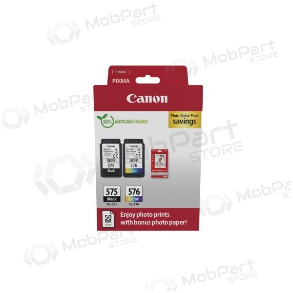 Canon PG-575/CL-576 (5438C004) fotowaardepakket inktcartridgeset, BK/CMY