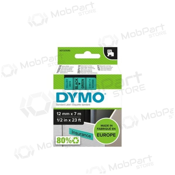 Dymo 45019 (S0720590) tape 12mm x 7m, zwart op groen