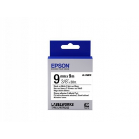 Epson Label Cartridge LK-3WBW Sterke lijm Zwart op Wit 9mm (9m)