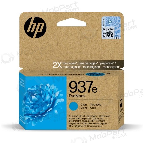 HP 937e EvoMore (4S6W6NE) Inktcartridge, Cyaan