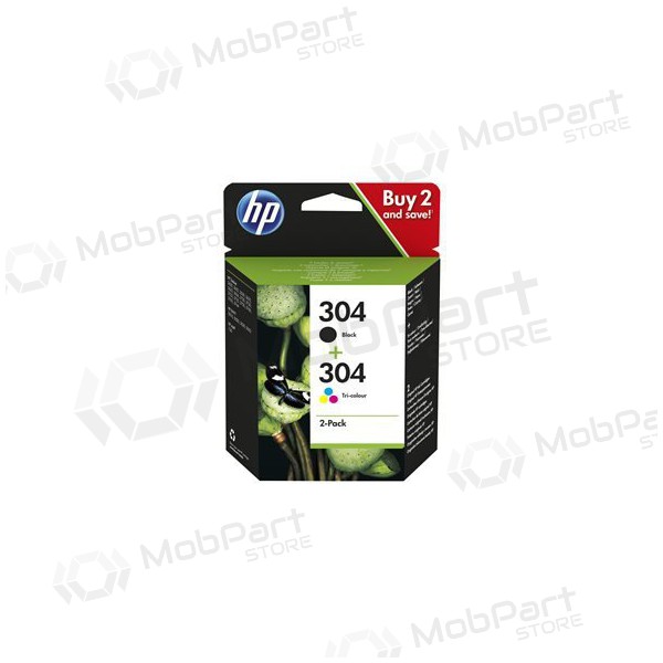 HP No.304 Kasėčių rinkinys (3JB05AE), zwart en trispalvė patroon voor inkjetprinters