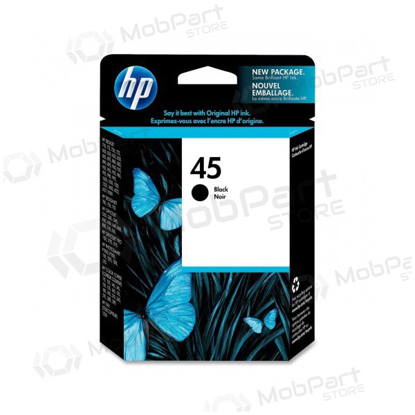 HP No.45 (51645AE), zwarte cartridge voor inkjetprinters, 930 pagina's.