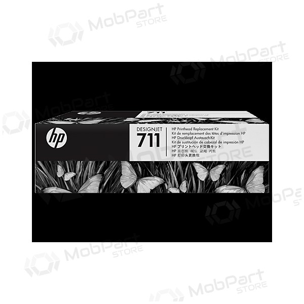 HP No.711 (C1Q10A), zwart, , Purpurinė, Geel rašalinio spausdintuvo galvutė