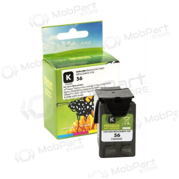 Compatibele Static Control HP 56 (C6656A), zwarte inktcartridge voor inkjetprinters, 450 pagina's.