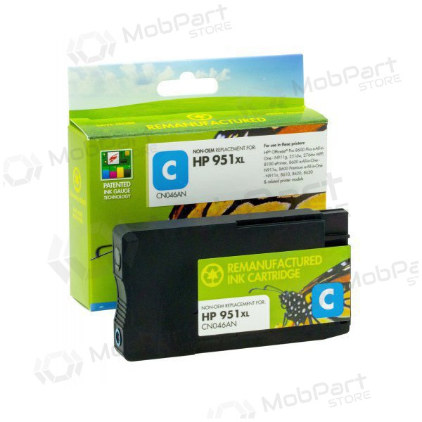 Compatibele Static Control HP 951XL (CN046AE) met nieuwe chip, cyaan inktcartridge voor inkjetprinters, 1500 pagina's.