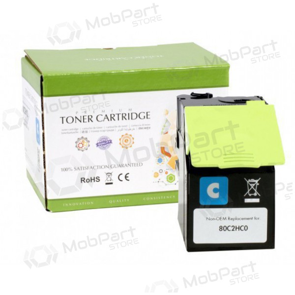 Huismerk Static Control Lexmark 802HC (80C2HC0) cyaan tonercartridge voor laserprinters, 3000 pagina's.
